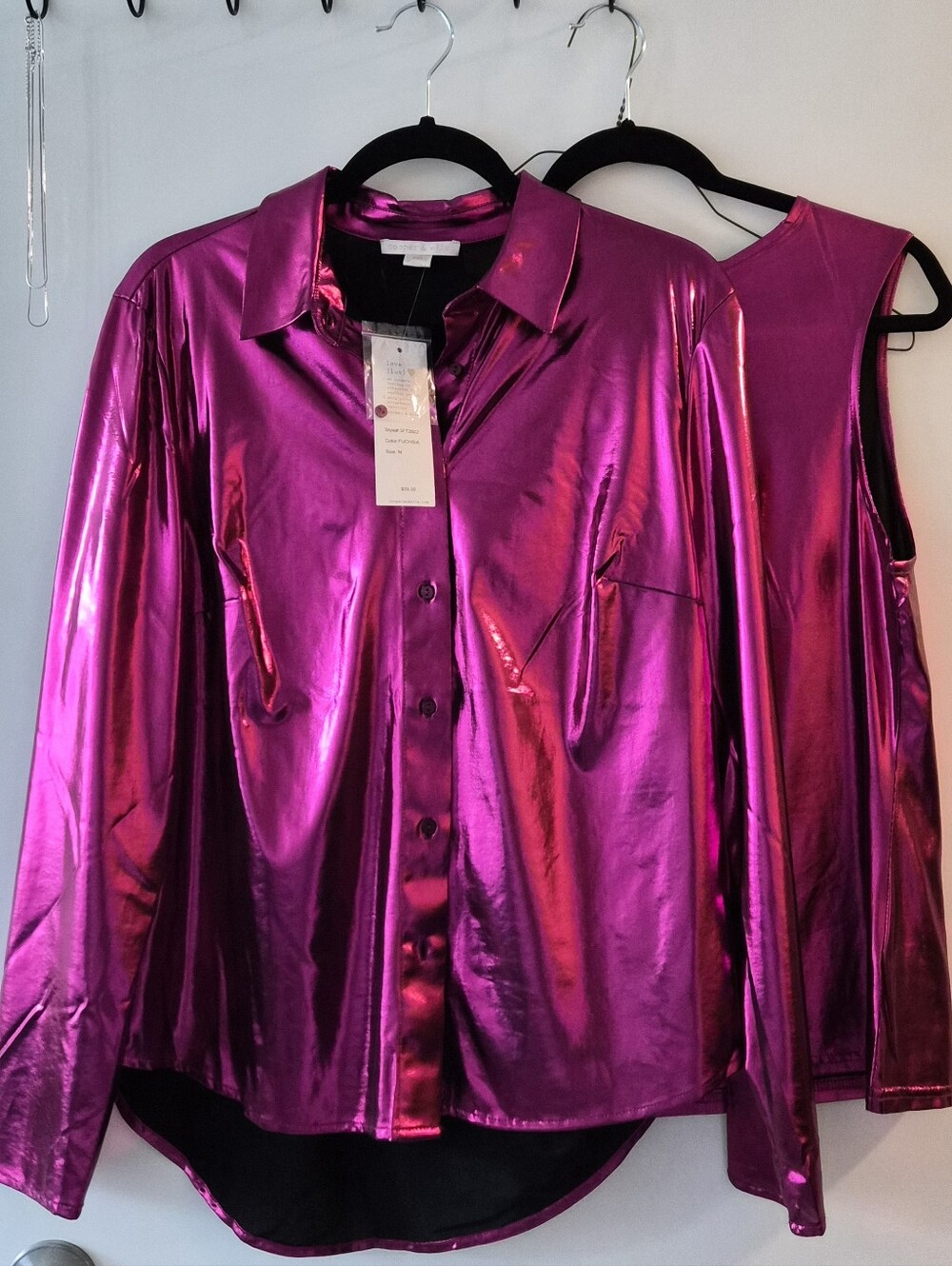 Metallic Magenta Button-Down Shirt